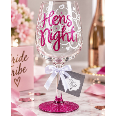 Wine Glass Pink and Silver - Hens Night (LAST ONE)